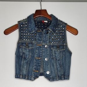 H&M Denim Jean Studded Vest Size 4